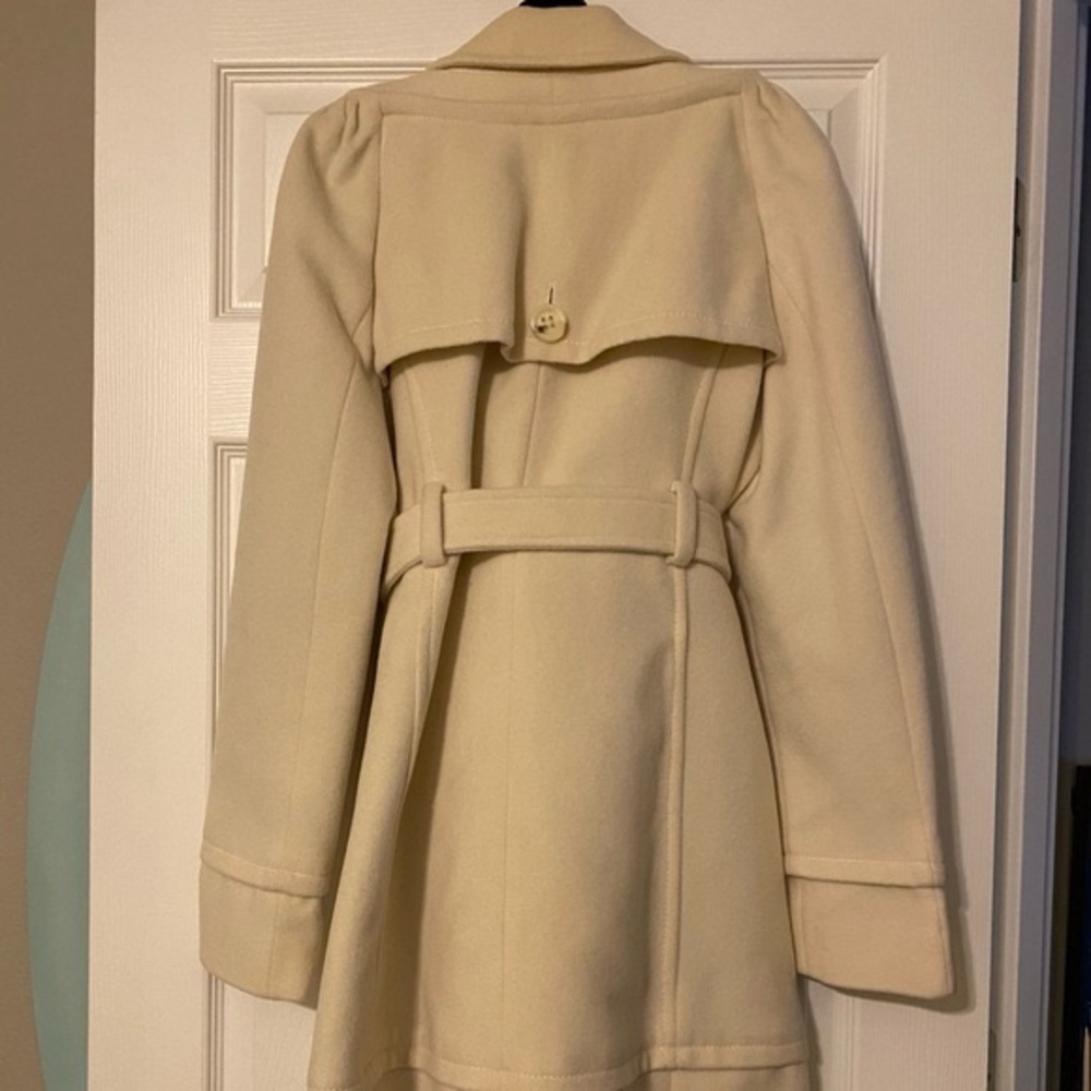 BCBG MAXAZRIA Cream Wool Blend Trench Coat —Size XS - Picture 3 of 15